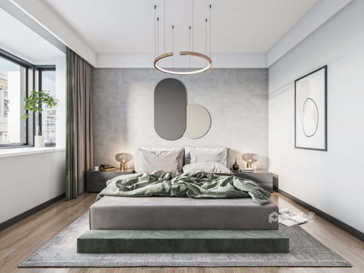 140平中冶盛世滨江现代风格-黑色系摩登时代-卧室效果图及设计说明