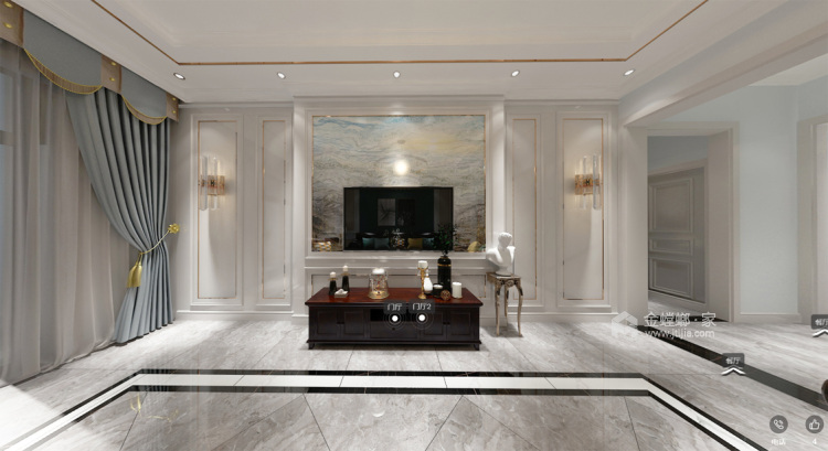 211平恒大名都美式风格-美式轻奢  优雅舒适-客厅效果图及设计说明