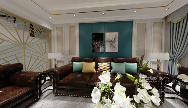 211平恒大名都美式风格-美式轻奢  优雅舒适-客厅效果图及设计说明