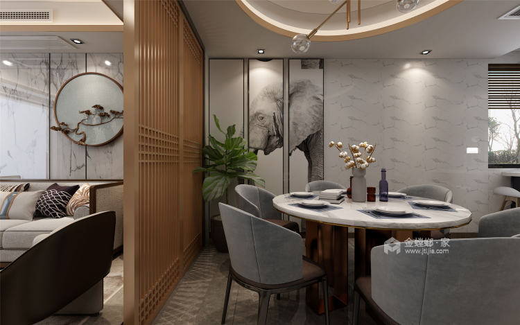 240平中海万锦园新中式风格-流印古意 -餐厅效果图及设计说明