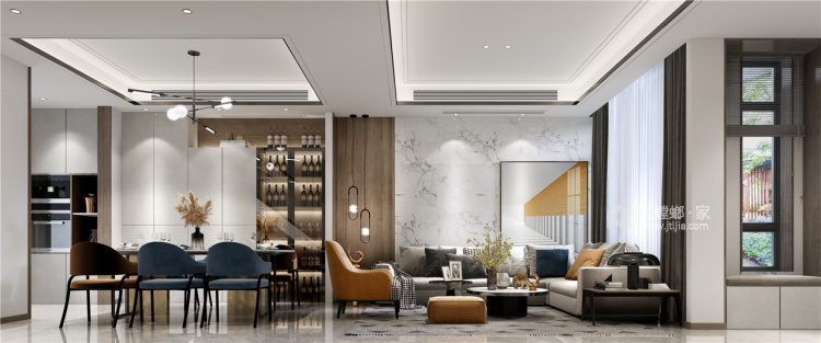 180平御江山现代风格-心之所向-客厅效果图及设计说明