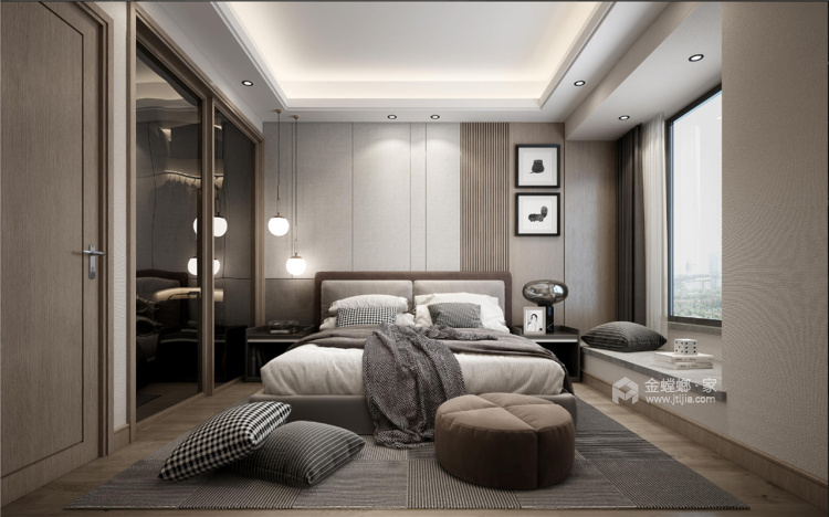 180平新湖明珠城现代风格-简·洁-卧室效果图及设计说明