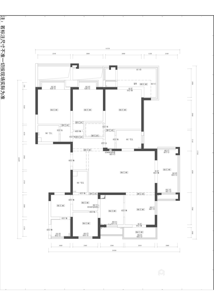 180平新湖明珠城现代风格-简·洁-业主需求&原始结构图
