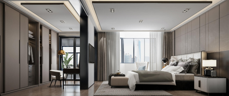 300平琅石名筑现代风格-高端品质生活源于清晰的自我态度-卧室效果图及设计说明