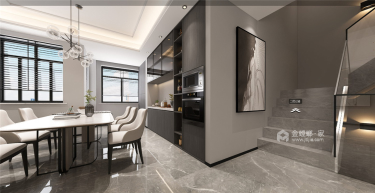 300平琅石名筑现代风格-高端品质生活源于清晰的自我态度-餐厅效果图及设计说明