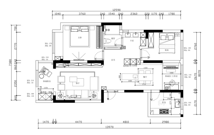 180平独墅湾新中式风格-幽之境-平面设计图及设计说明