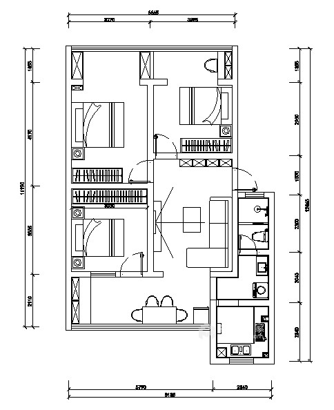 80平教育学院职工宿舍现代风格-平面设计图及设计说明
