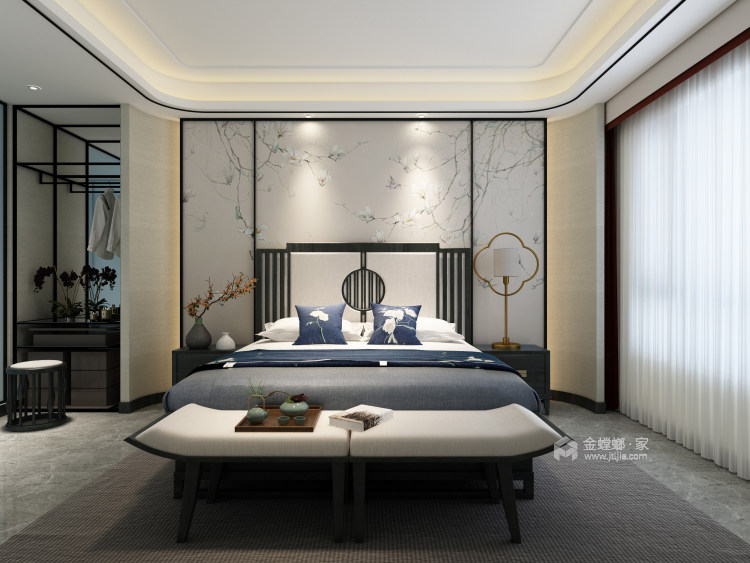 240平五洲观澜新中式风格-飞荣设计，大观之境-卧室效果图及设计说明