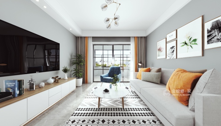 105平三千邑现代风格-简约时尚的设计  让家充满慵懒的舒适-客厅效果图及设计说明