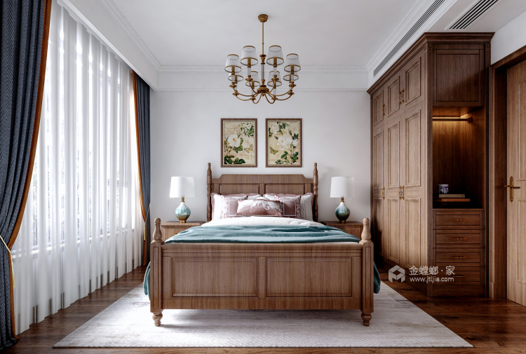 140平橡树湾美式风格-美而不拘泥于形式-卧室效果图及设计说明