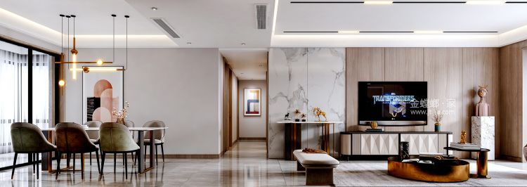 160平橡树湾现代风格-轻奢之美-客厅效果图及设计说明