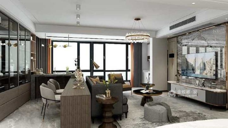 140平湖语墅现代风格-客厅效果图及设计说明