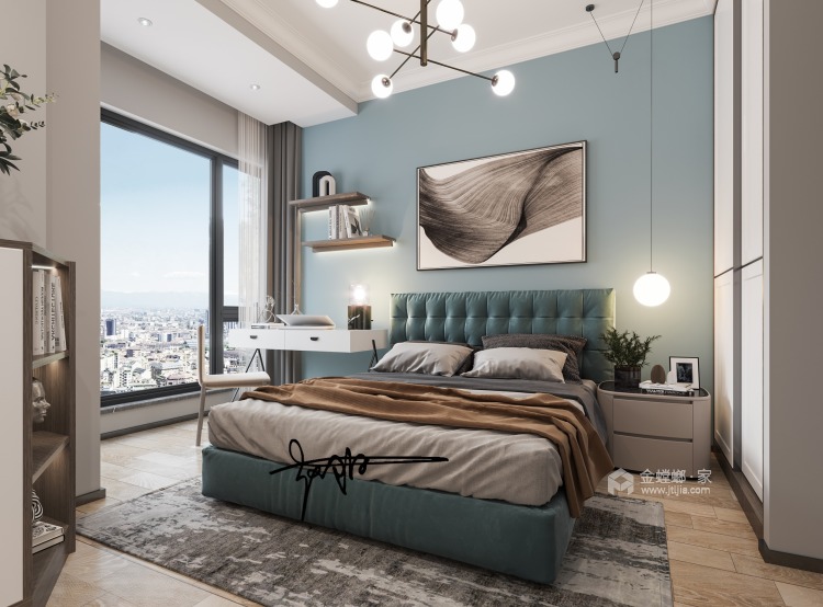 107平保利时代林语溪现代风格-卧室效果图及设计说明