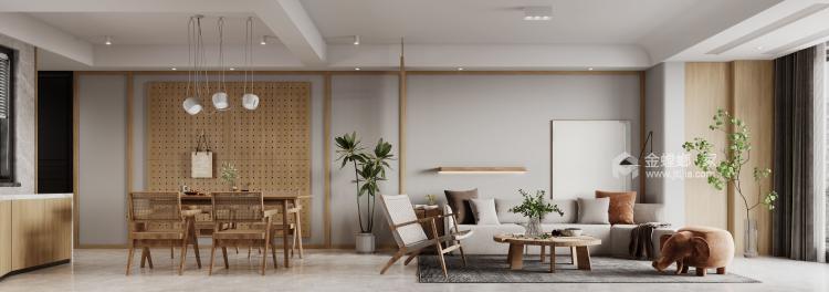 127平中南熙悦日式风格-清新自然-客厅效果图及设计说明
