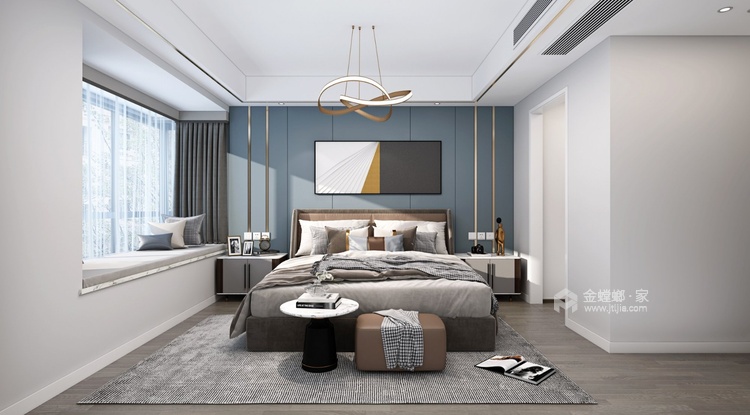 137平芜湖院子现代风格-打造随性自由的婚房-卧室效果图及设计说明
