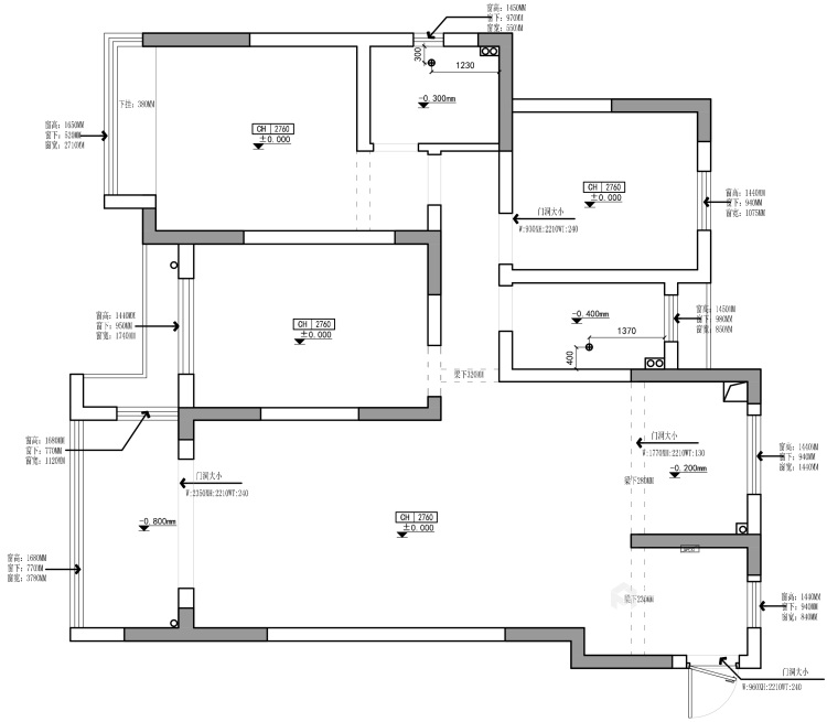 137平芜湖院子现代风格-打造随性自由的婚房-业主需求&原始结构图