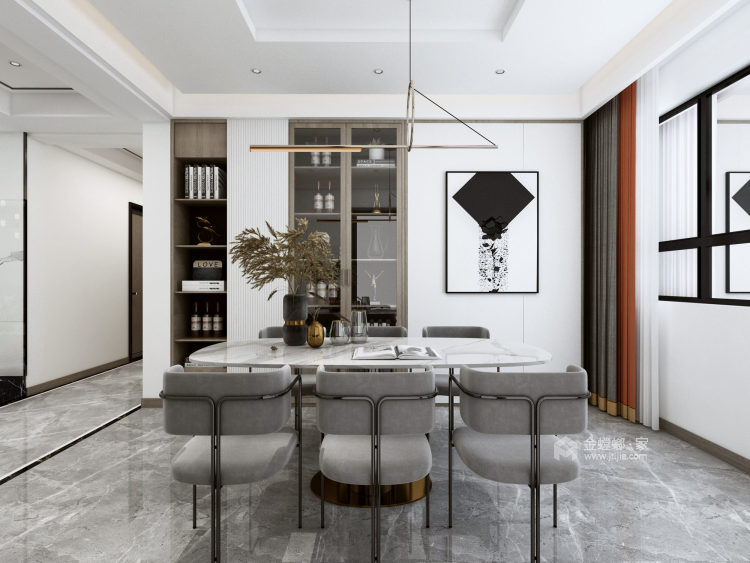 148平金海湾现代风格-简约生活-餐厅效果图及设计说明