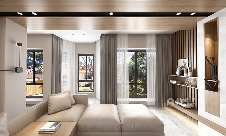 230平明珠城现代风格-与美好生活温暖相拥-客厅效果图及设计说明