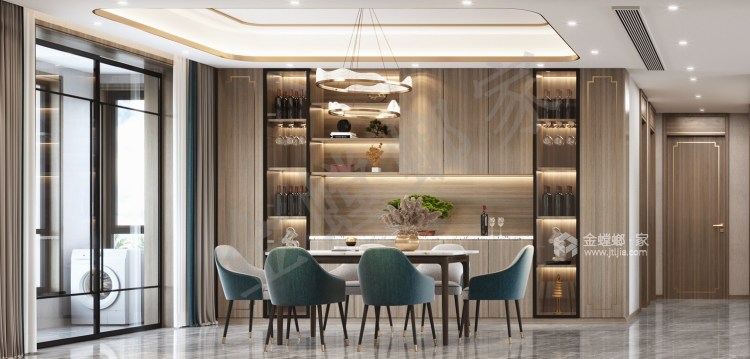 180平融创美盛象湖壹号新中式风格-家居氛围中的东方气质-餐厅效果图及设计说明