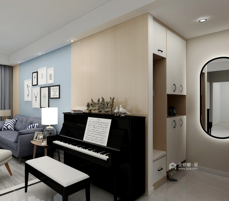150平新江湾城现代风格-客厅效果图及设计说明
