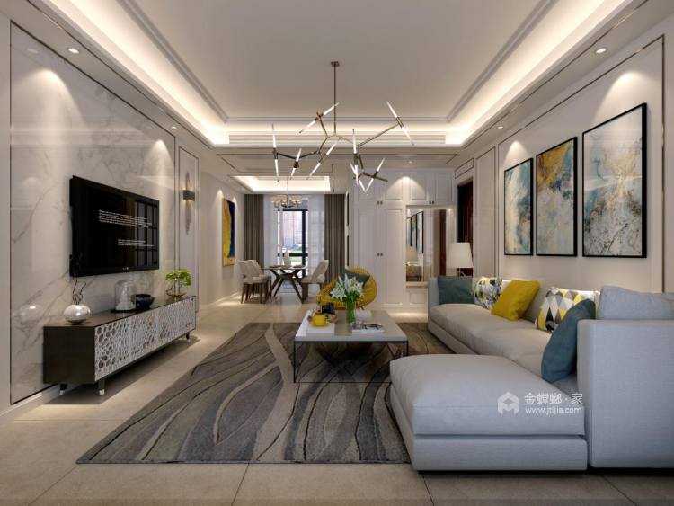 110平恒盛豪庭现代风格-客厅效果图及设计说明