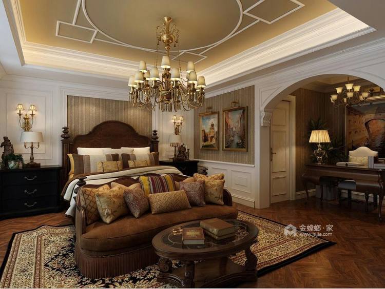 350平正阳领郡美式风格-卧室效果图及设计说明
