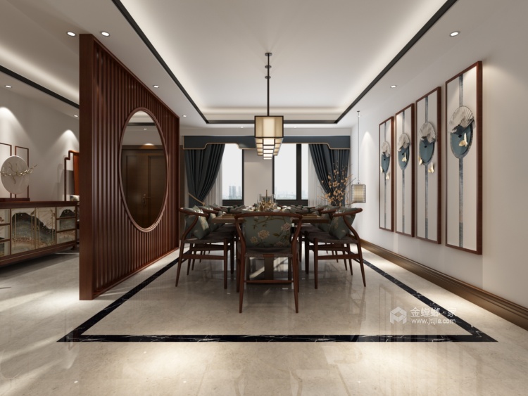 500平臻水岸新中式-餐厅效果图及设计说明
