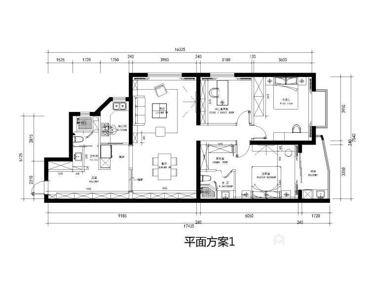 136平彭浦家园美式风格-平面布置图