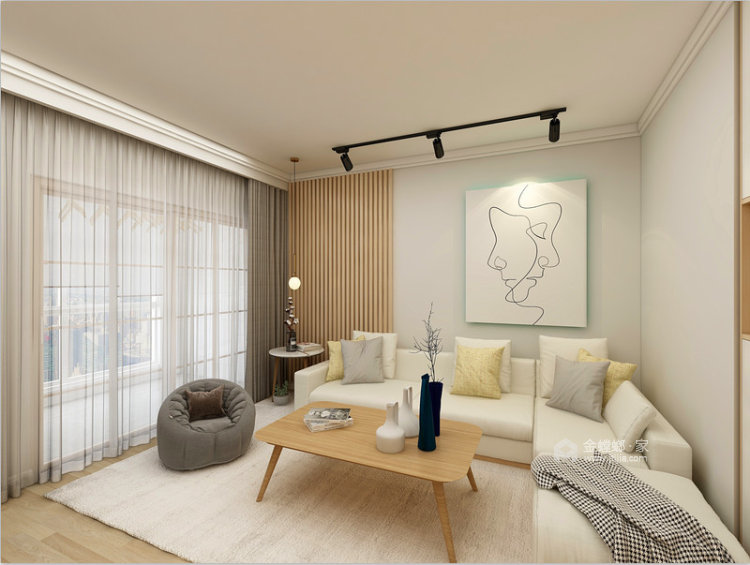 100平环球翡翠湾日式风格-客厅效果图及设计说明