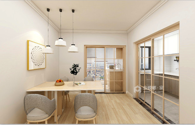 100平环球翡翠湾日式风格-餐厅效果图及设计说明