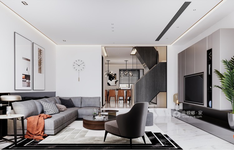 300平锦官新城现代风格-客厅效果图及设计说明
