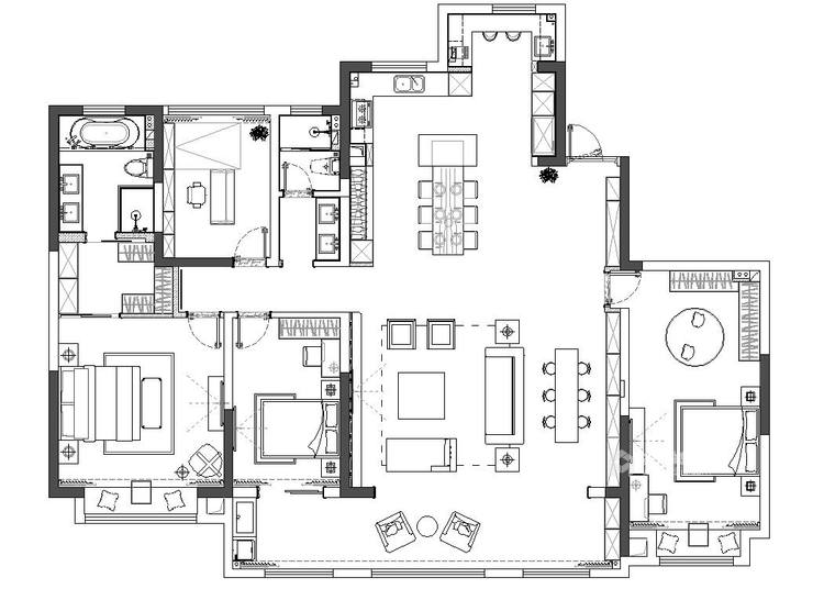 240平碟湖世界湾现代风格-品质生活的理想住宅-平面布置图