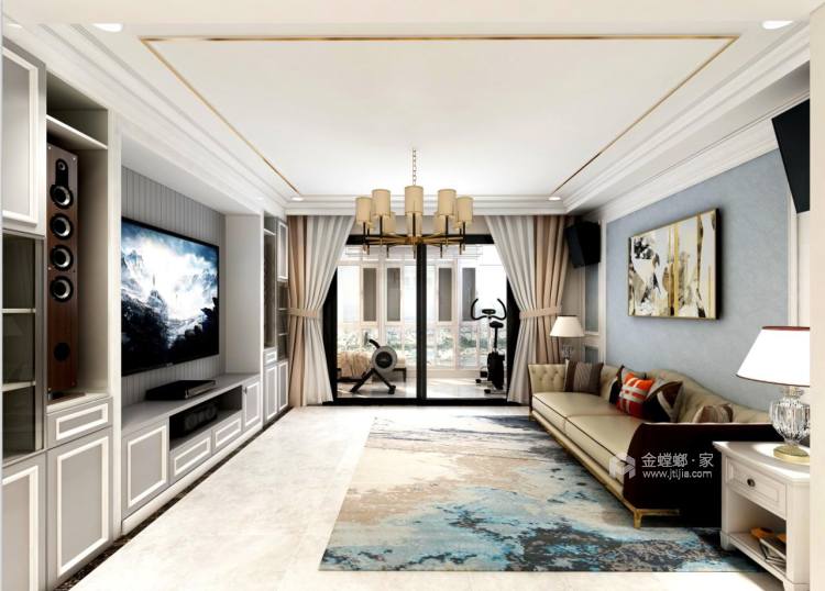 120平汤臣豪园现代风格-轻奢.两房-客厅效果图及设计说明