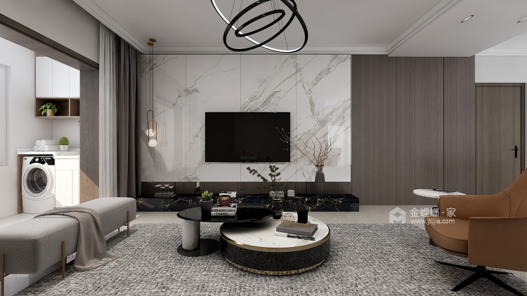 130平瑞马名门现代风格-客厅效果图及设计说明