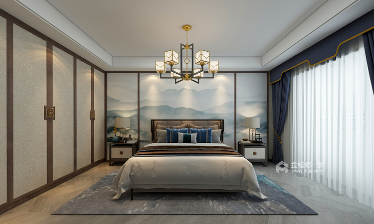 103平国投天骄华庭新中式风格-禅式生活-卧室效果图及设计说明