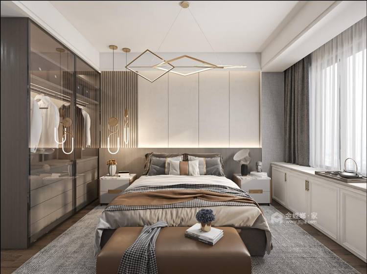 140平中央公园现代风格-光与影的世界-卧室效果图及设计说明