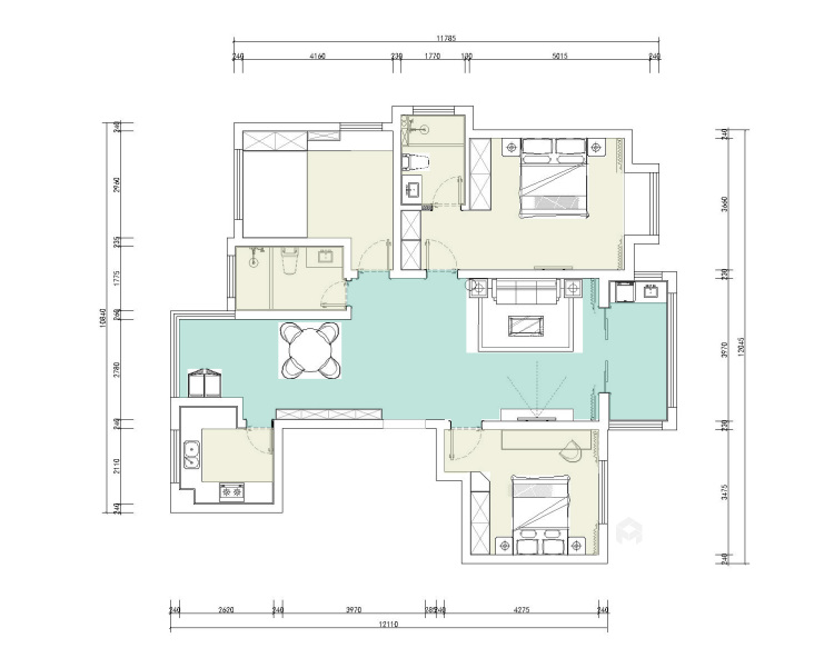 144平乐府兰庭新中式风格-“合”谐之家-平面布置图