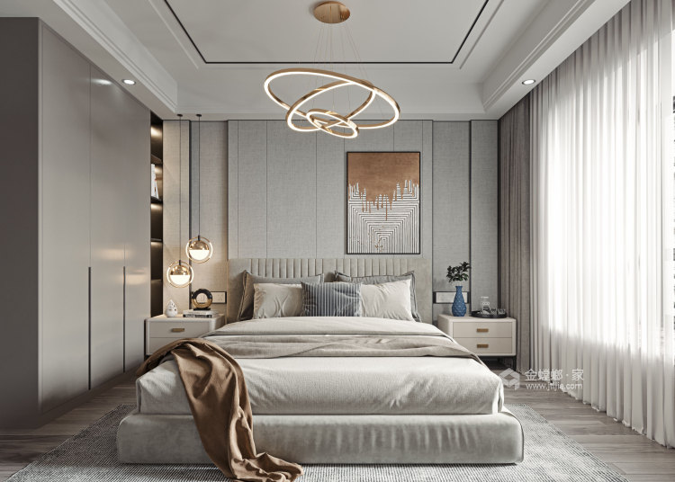 144平乐府兰庭新中式风格-“合”谐之家-卧室效果图及设计说明