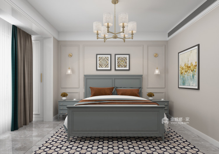 190平奥马和园简美风格-简约美式，实用和颜值全在线-卧室效果图及设计说明