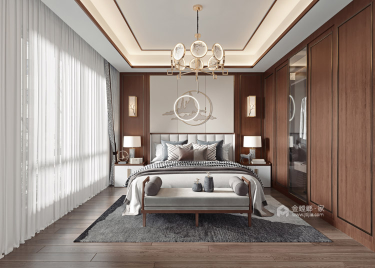 220平翡翠蓝湾新中式风格-越东方，越高级-卧室效果图及设计说明