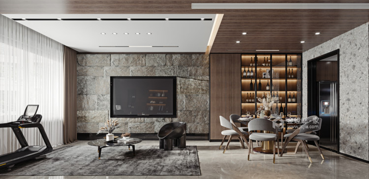 145平万科现代风格-轻奢有度，优雅精炼-客厅效果图及设计说明