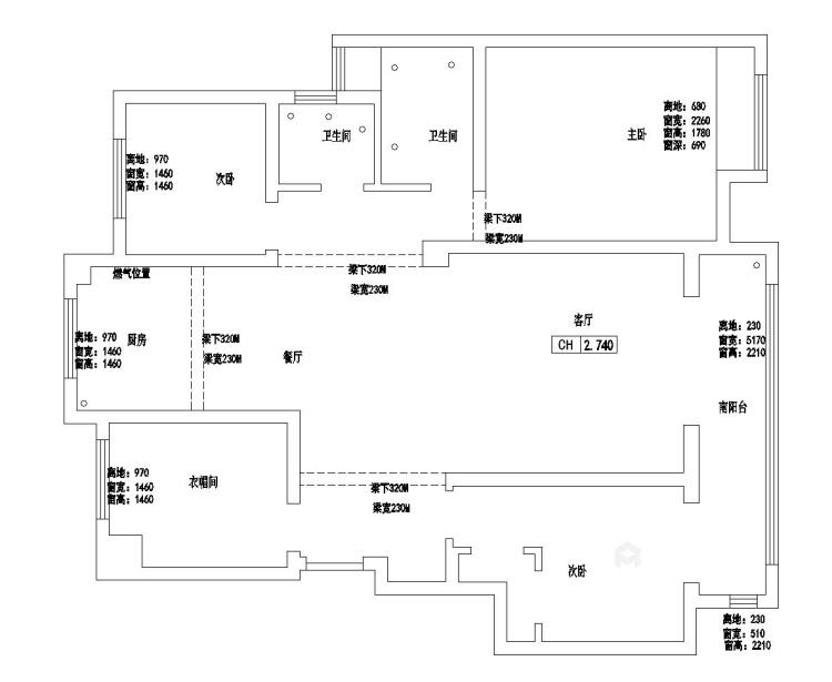 127平碧桂园现代风格-极简空间-业主需求&原始结构图