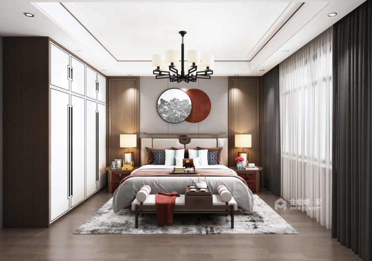 460平玫瑰园中式风格-东方的现代意蕴-卧室效果图及设计说明