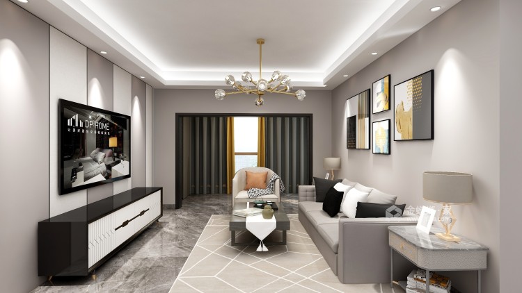 115平翡翠苑现代风格-追求的是空间的实用性和灵活性-客厅效果图及设计说明
