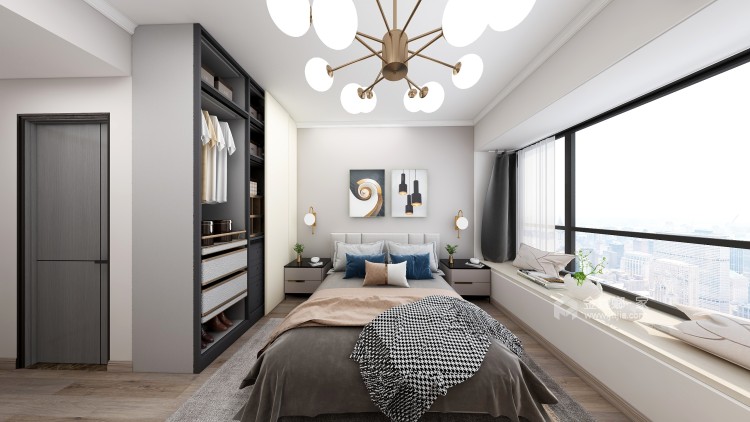 115平翡翠苑现代风格-追求的是空间的实用性和灵活性-卧室效果图及设计说明