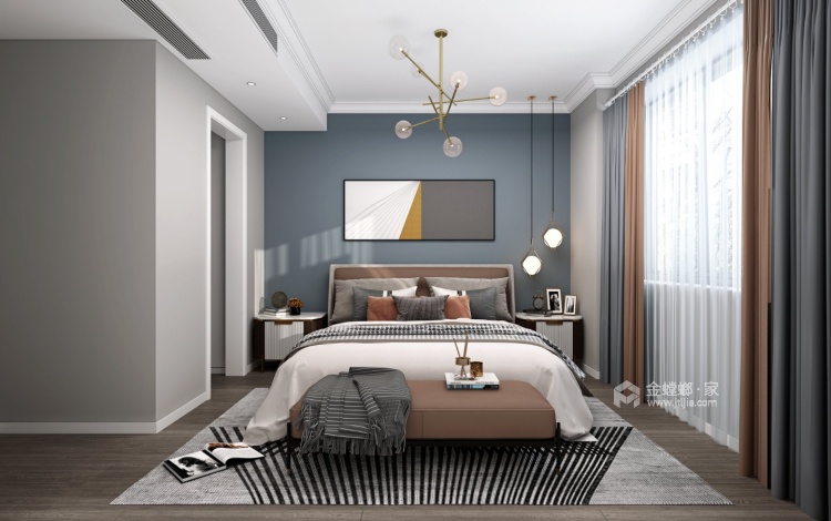 109平春江明月现代风格-精致三居室-卧室效果图及设计说明