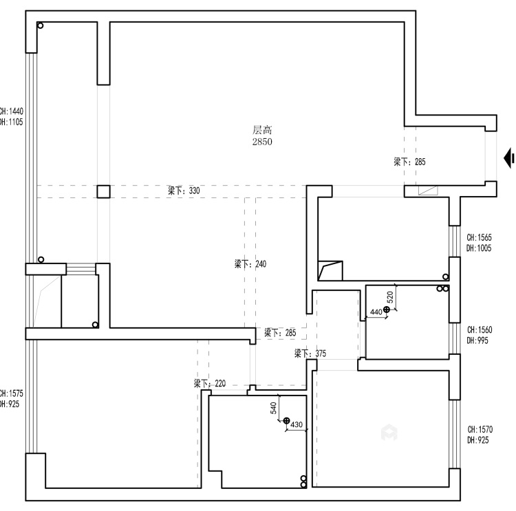109平春江明月现代风格-精致三居室-业主需求&原始结构图