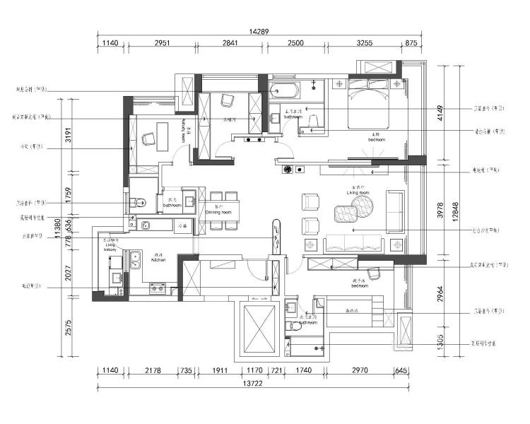 146平时代府邸新中式风格-中式韵味-平面布置图