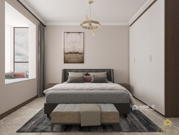 140平富达花园现代风格-慢生活中的惬意-卧室效果图及设计说明