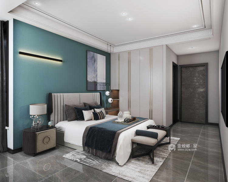 142平河东故事现代风格-清雅洁净，怡心爽神的现代设计-卧室效果图及设计说明